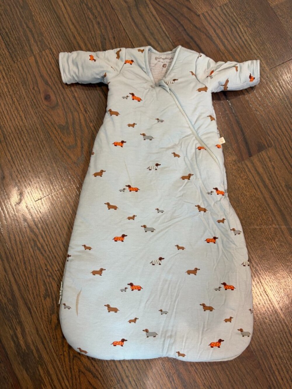 gunamuna Swaddle Sleep Sack 2.5 TOG Woof Print - Sage Blue Newborn Sleep Bag